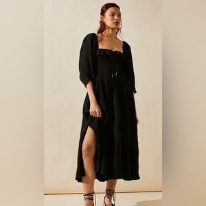 Free People Oasis Midi Dress in Black - Medium